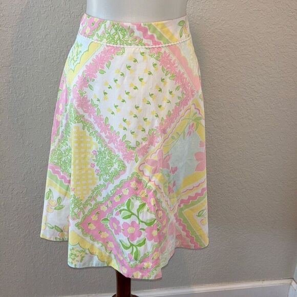 Lilly Pulitzer Floral Patch Hanky Panky A line skirt Sz 4 pink/green - Picture 2 of 9